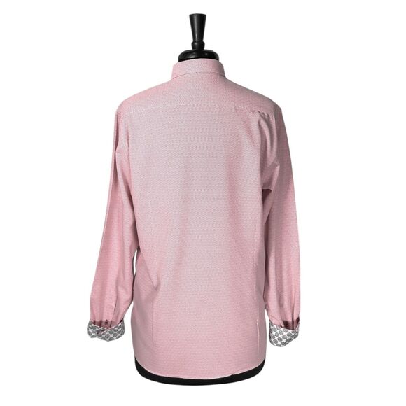Ted Baker London Mens Button Down Dress Shirt Pink Geometric Long Sleeve Top 4 L - Picture 3 of 10